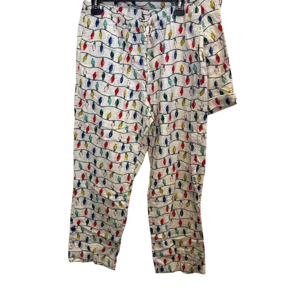 Hanna Andersson Adult Holiday Christmas Light Flannel Pajamas Sz L - Picture 5 of 13
